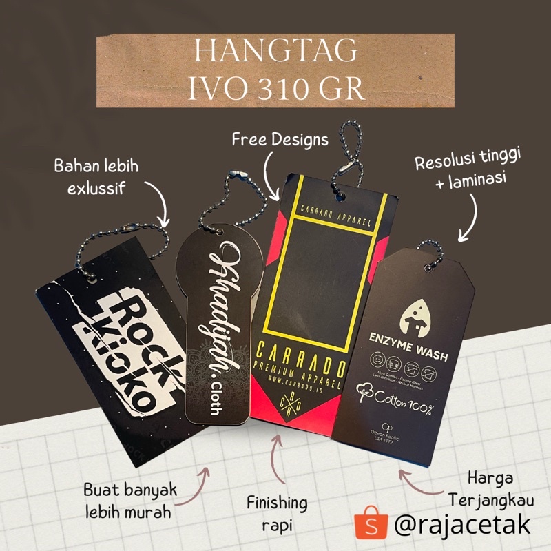 

Hangtag Label Ivory 310 Gr 500 Pcs + Laminasi Doff/Glossy - Gratis Desain