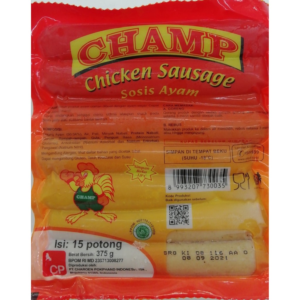 

Champ sosis ayam 375gr Bogor Frozen