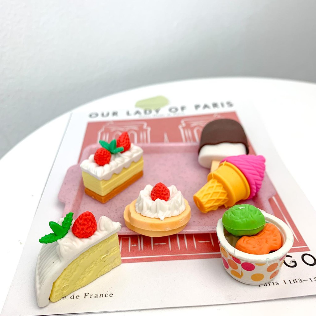 

PENGHAPUS DESSERT CAKE SET 6 PCS UNIK LUCU ERASER HAPUSAN READY STOCK