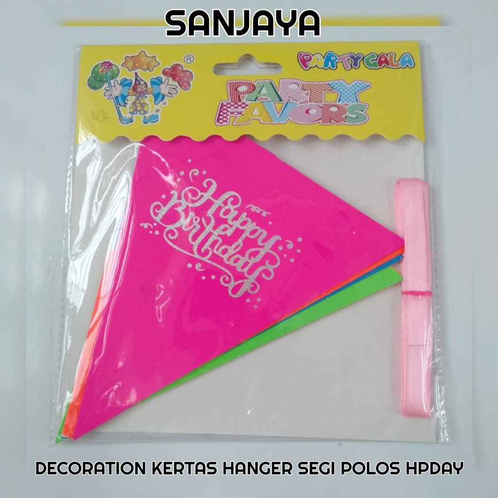 Bunting Flag Karakter / Bendera Segitiga Ulang Tahun / Banner Flag Happy Birthday / Decoration Kertas Hanger Segi Polos