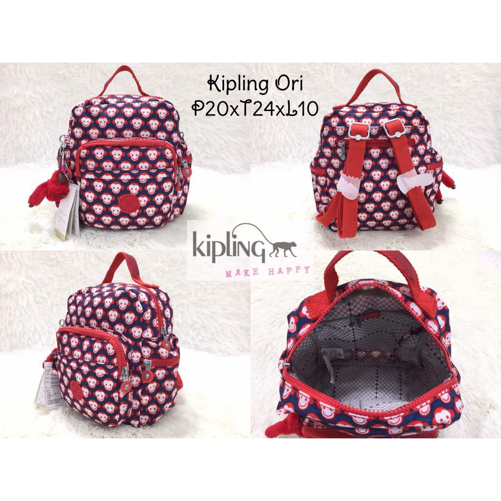 TAS KIPLING ORI ORIGINAL MINI RANSEL BACKPACK WANITA ANAK CEWEK PEREMPUAN KECIL MERAH MONKEYFACE
