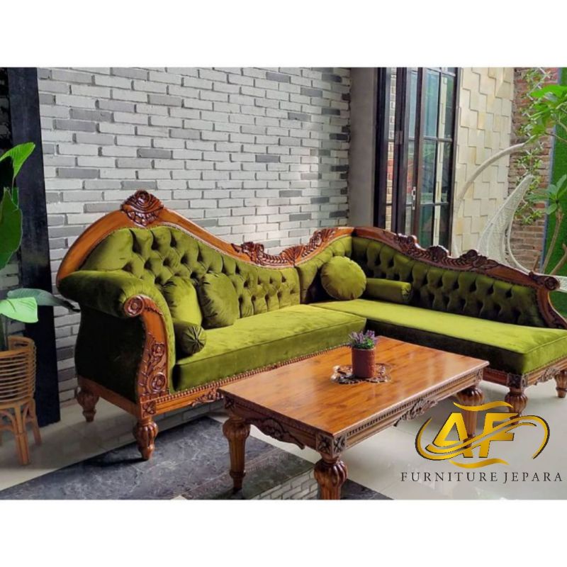 kursi tamu sudut mewah/kursi tamu kayu jati /kursi tamu busa empuk