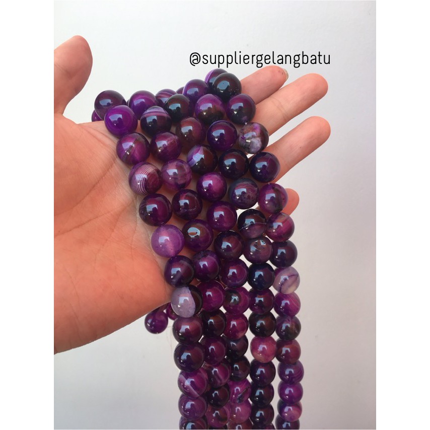 bahan batu kecubung 14mm amethyst aksesoris gelang kalung impor diy necklackle jewellry bracelet