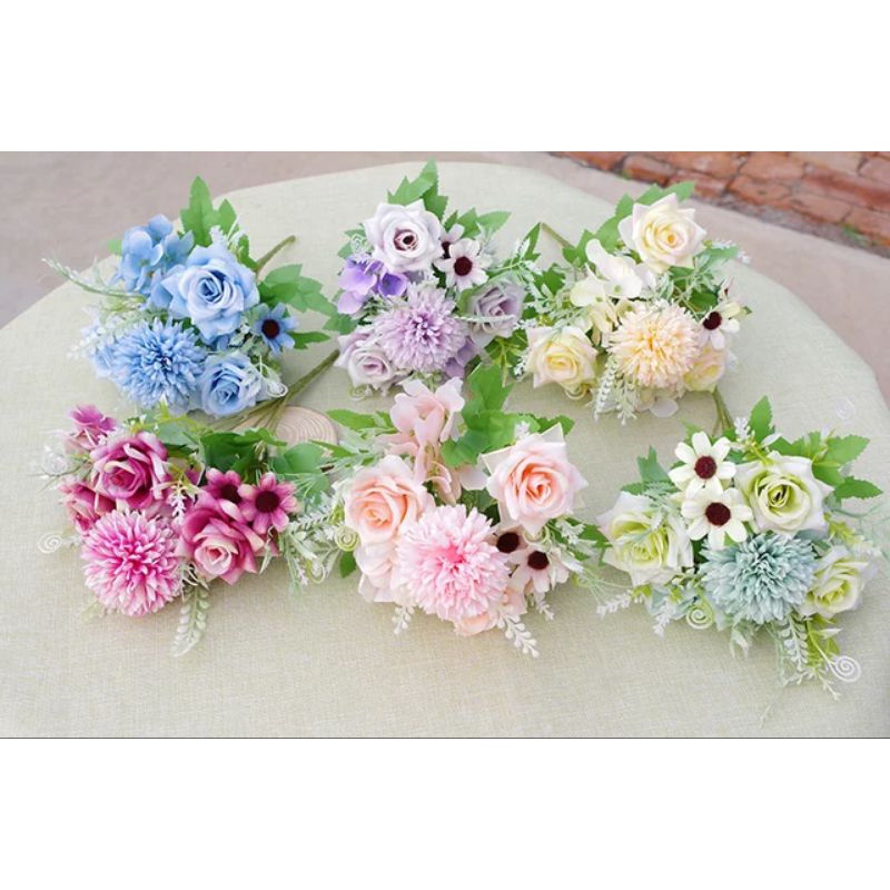 ARTIFICIAL FLOWER - ROSE BOUQUET - BUNGA PLASTIK HIASAN BUKET BUNGA DEKORASI RUMAH