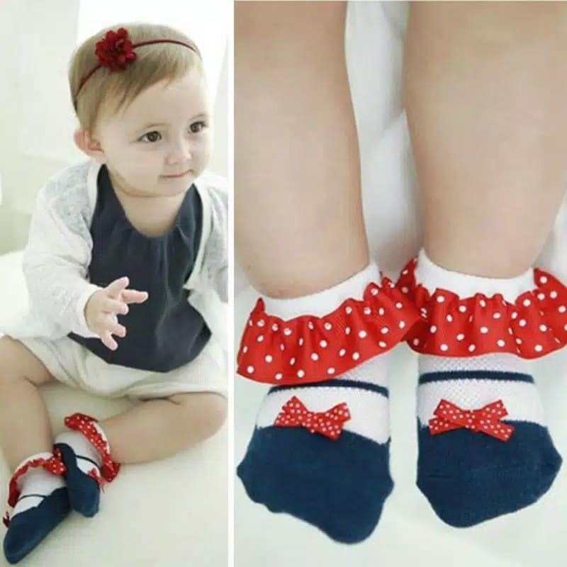 Kaos Kaki Motif Hiasan pita kacakid Untuk bayi Perempuan baby girl sock import