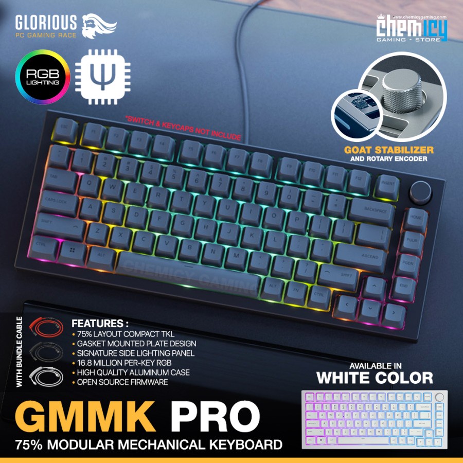 Glorious GMMK Pro 75% TKL RGB Modular Mechanical Gaming Keyboard