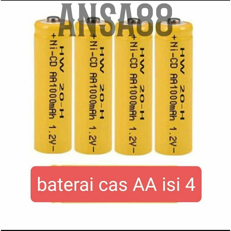 paket baterai cas AA isi 4pcs baterai AA cas 1000mAh Ni-Cd 1,2V baterai cas jam dinding isi 4