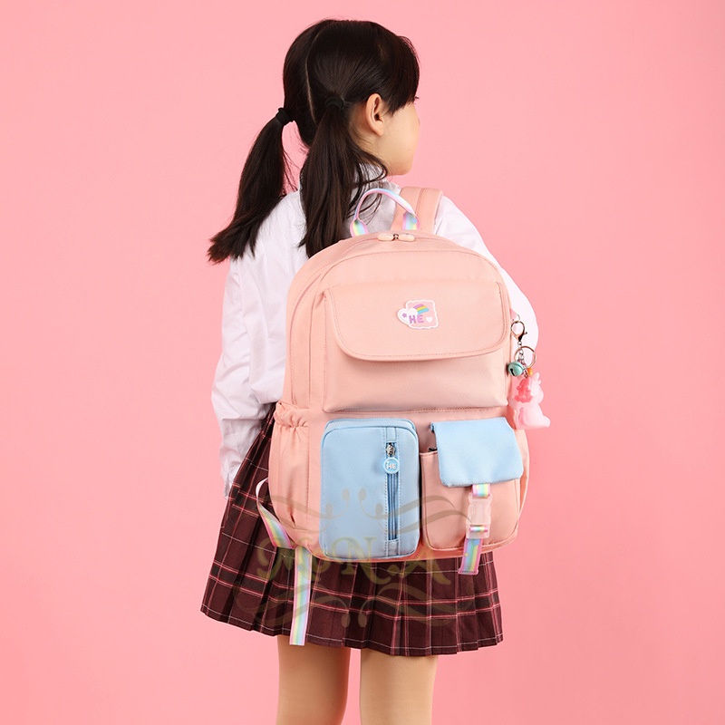 [M.TOYS] TAS SEKOLAH RANSEL ANAK SD/SMP/SMA CEWEK WARNA SOFT PASTEL CANTIK LUCU WATERPROOF (TAHAN AIR) M0180