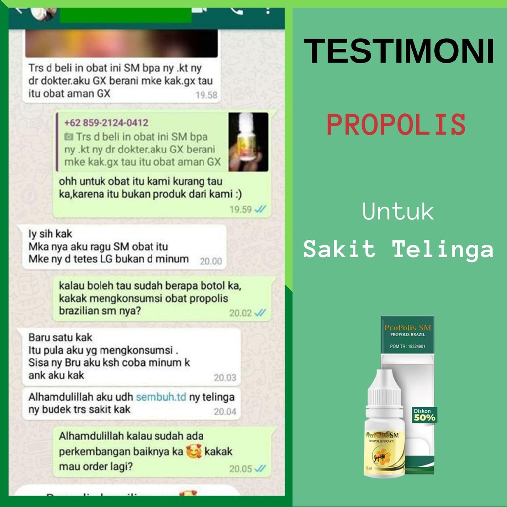 Obat Tetes Telinga Bau/Berair/Bernanah/Tersumbat/Congek Aman Untuk Anak Dan Dewasa Propolis SM Asli