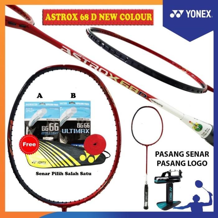 mantul habis badminton Free pasang Logo Raket YONEX NEW COLOUR ASTROX 68D KOMPLIT SET ORI