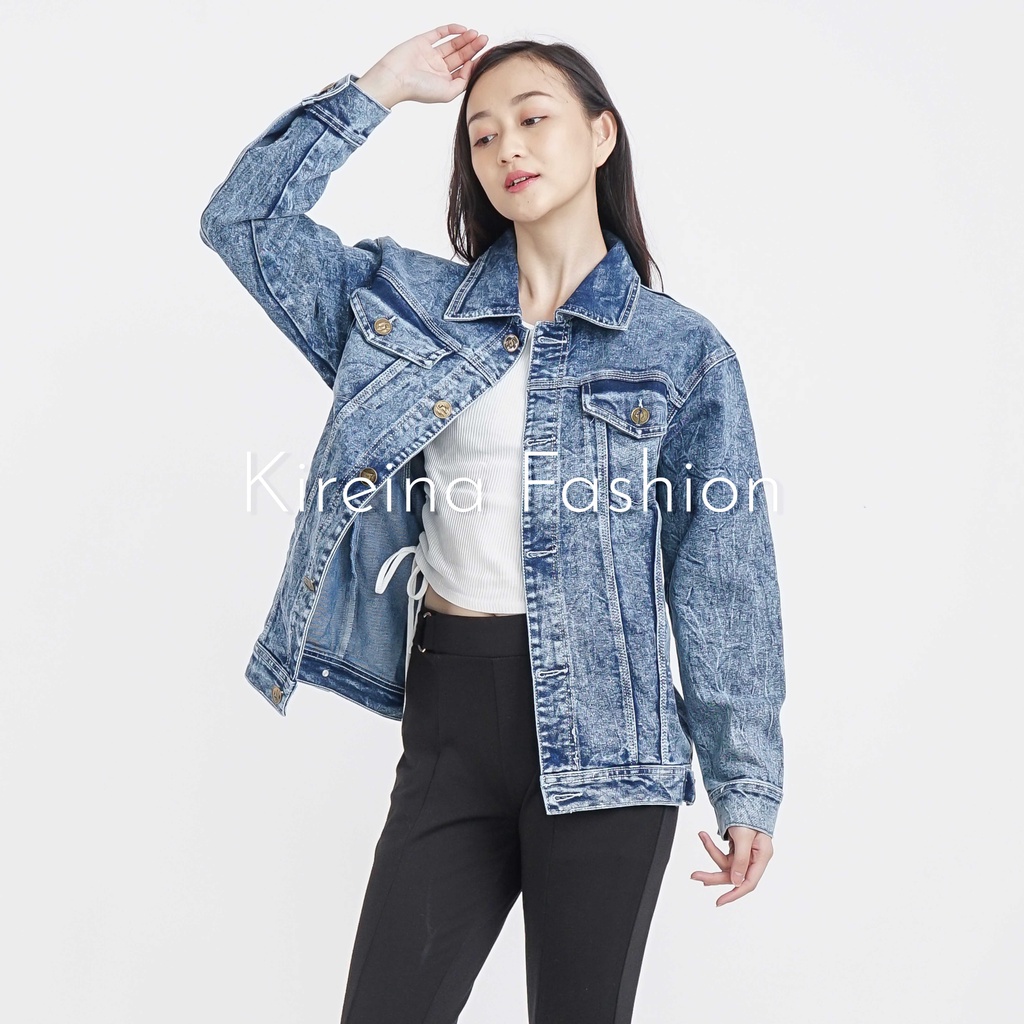 Jaket Jeans Unisex Jaket Denim Tebal Wanita | Kireina Fashion