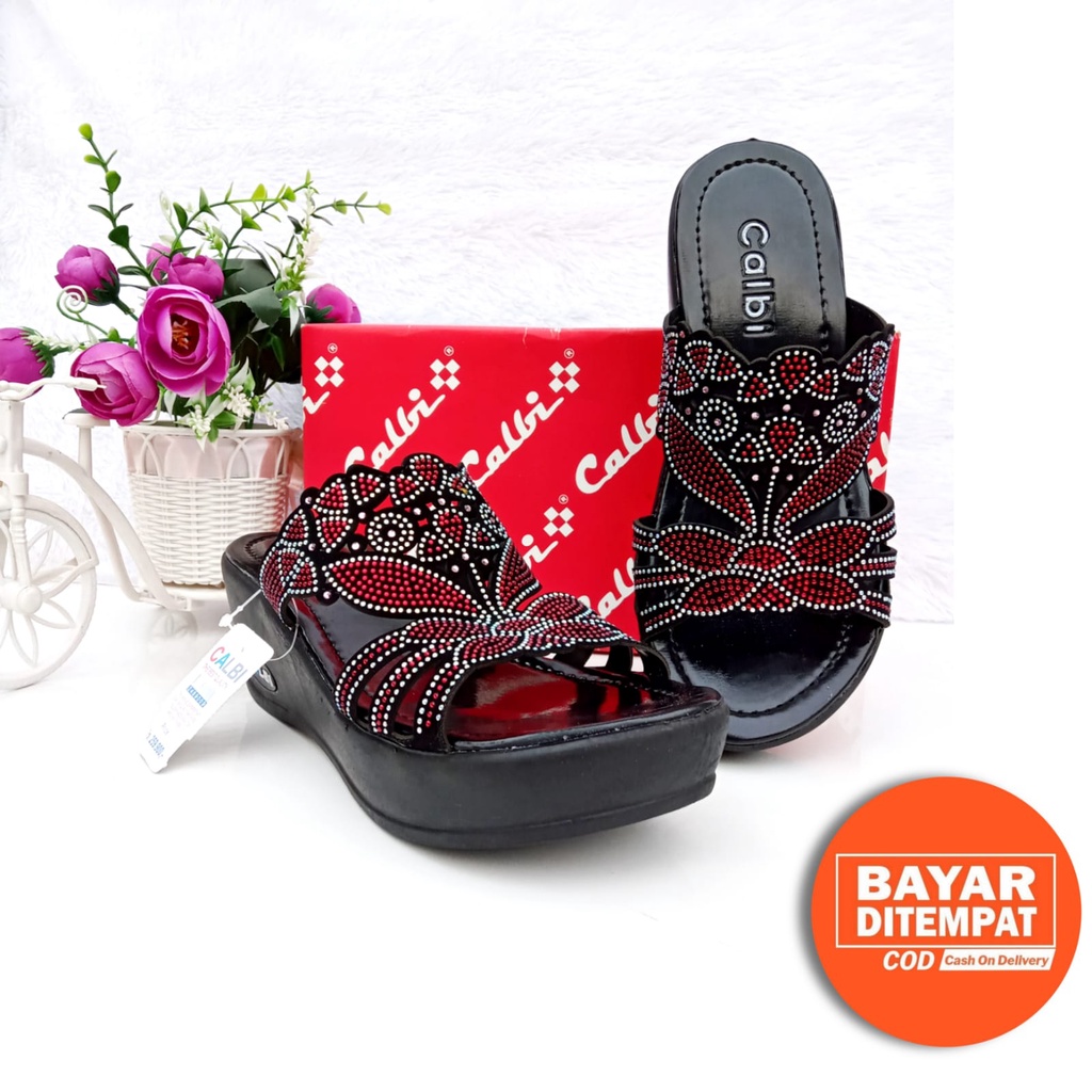 [PROMO GRATIS ONGKIR]SANDAL SELOP WEDGES MODEL CALBI TERBARU BLINK BLINK