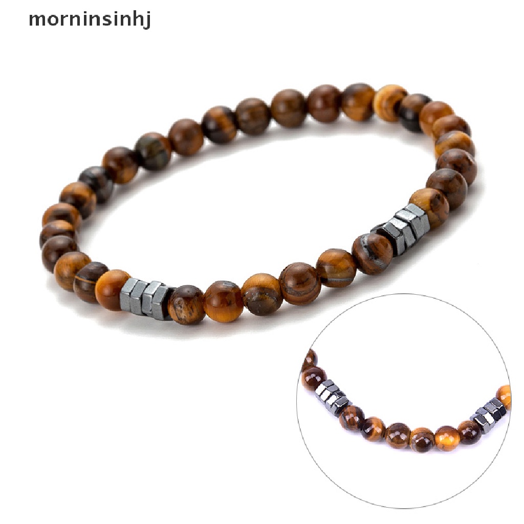 Gelang Tangan Manik-Manik Batu Mata Harimau Natural Untuk Pria