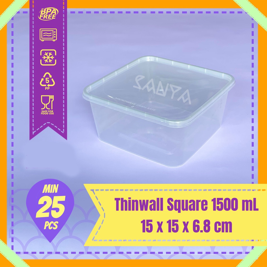 Thinwall Bujursangkar Square 1500 mL / 1500mL