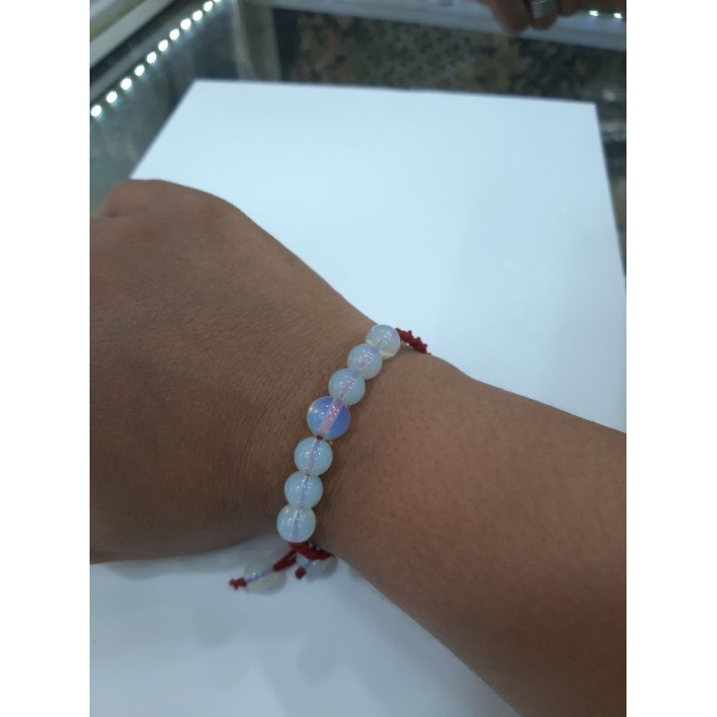 gelang batu akik biduri bulan tali macrame