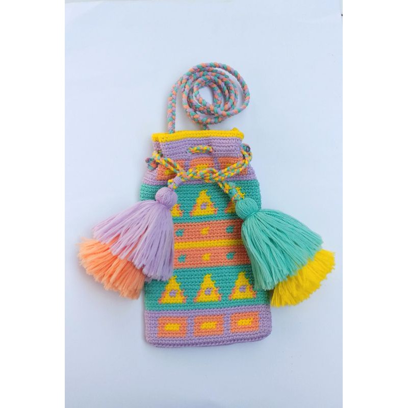 Tas selempang hp rajut, pouch hp rajut, dompet hp rajut unik, lucu, cantik, cro_cherry