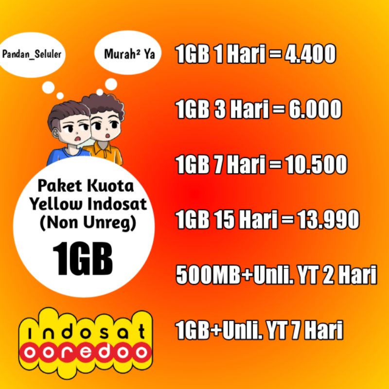 Kuota Indosat M3 Yellow Non Unreg Inject Langsung Masuk