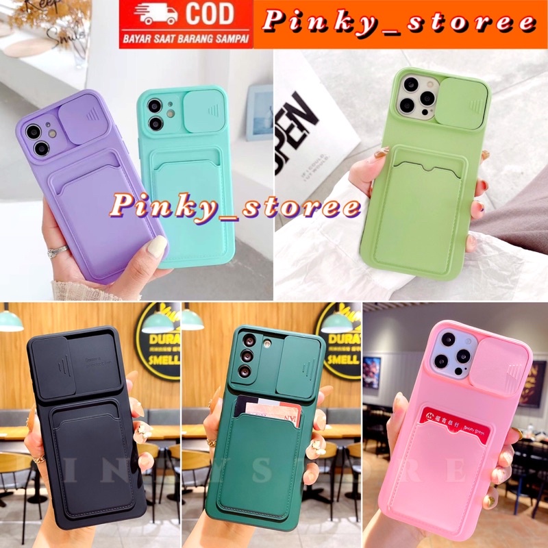 CASE SLOT CARD INFINIX HOT 12/ HOT 12PLAY/ HOT 12i/ HOT 11/ HOT 11S NFC/ HOT 11PLAY / SOFT CASE MACARON SLOT CARD/ SILIKON CASING SLIDE CAMERA + SLOT CARD HOLDER/ KARTU