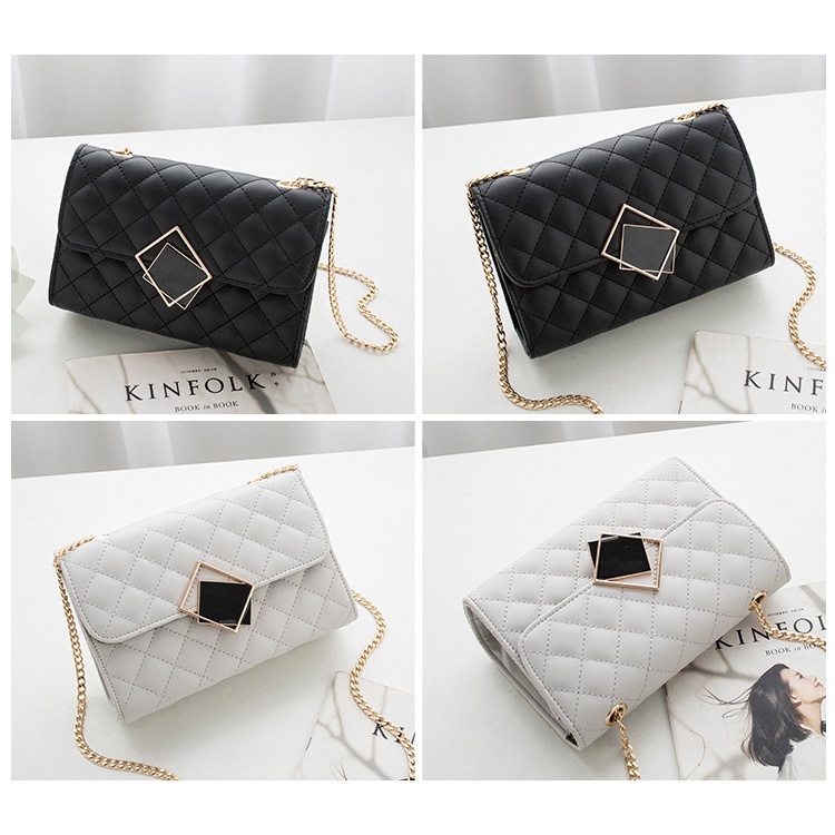 Tas Selempang ANGGUN Sling Bag Wanita Luxury Gold Viral Terbaru Mosaic Lock Design Stylist Kekinian