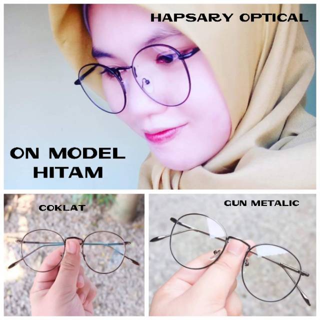 Frame Kacamata Wanita, Kaca mata Anti Radiasi, Kacamata Minus, Kaca mata Korea, Kacamata Bulat &amp; New