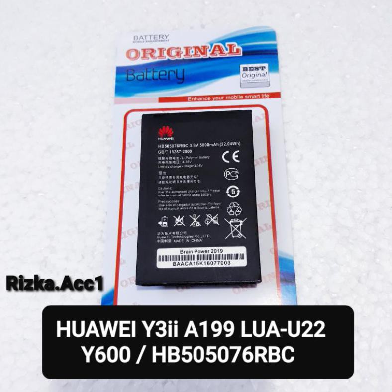 ✨ BISA COD ✨ Baterai Batre Huawei Y3ii A199 Lua U22 Y600 HB505076RBC Original Battery Handphone