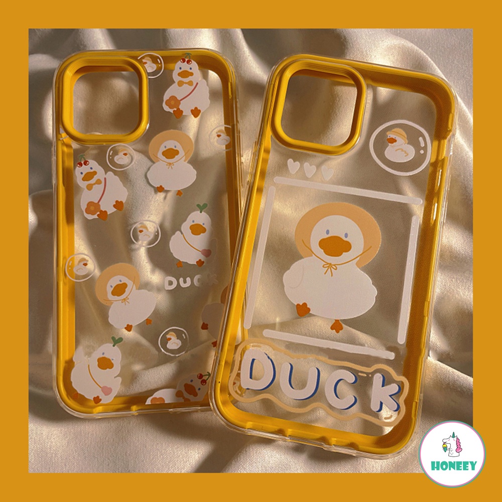 3in1 Soft Case TPU Motif Kartun Bebek Untuk Iphone Xr 7Plus 8Plus X XS 14 13 11 12 Pro Max