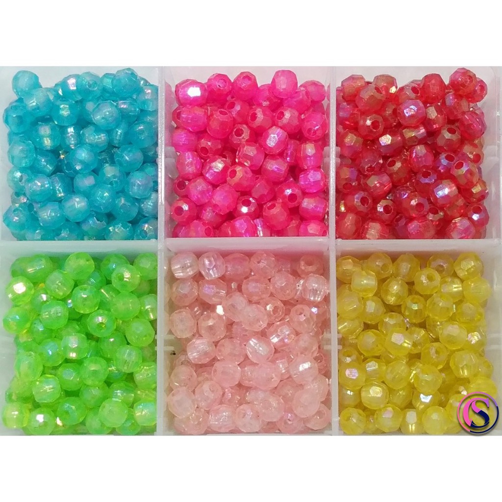 Manik / mote segi 8mm pelangi