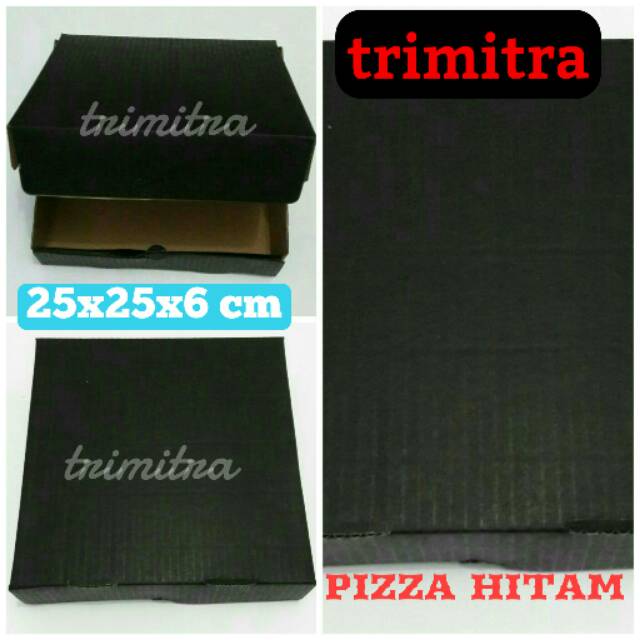 Kotak Kardus Karton Box Pizza Hitam 25x25x5 cm