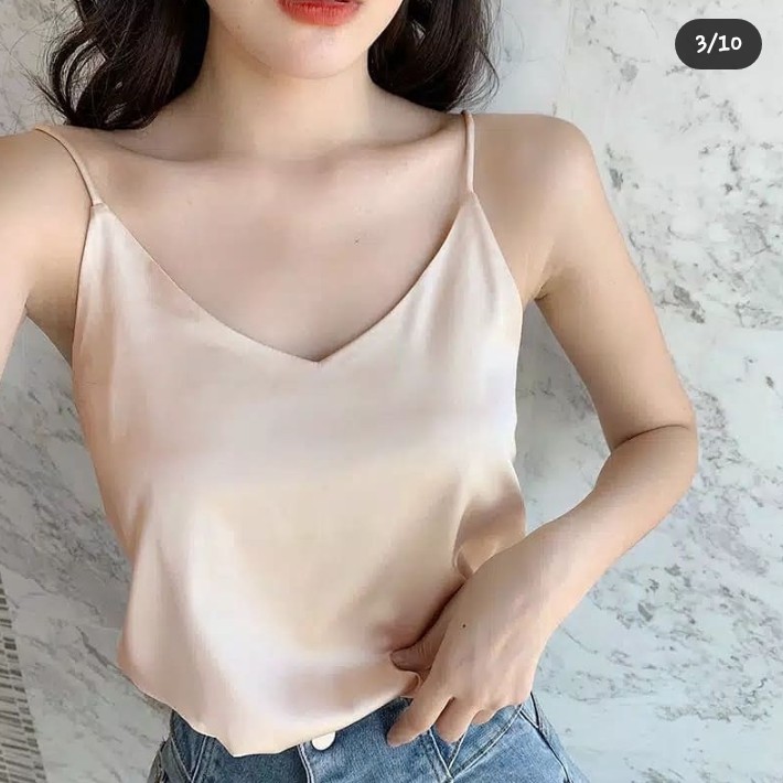 ATIKA Tank Top Crop/Singlet Crop Wanita Bahan Satin Premium 071