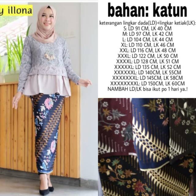 Stelan kebaya modern brukat ilona jumbo Bigsize ld 150