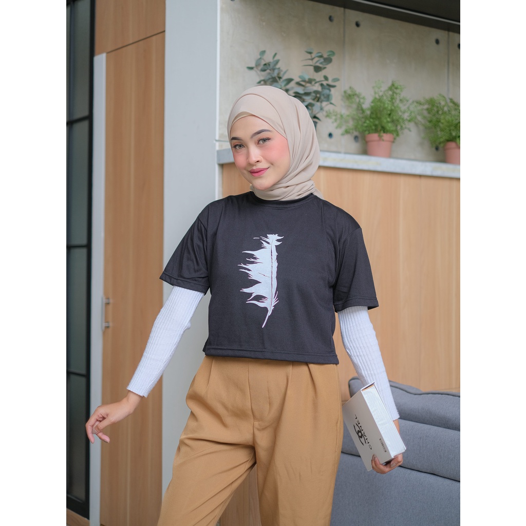 Tokomilkan - QUILL Kaos Crop Top Wanita / Atasan Crop Cewek