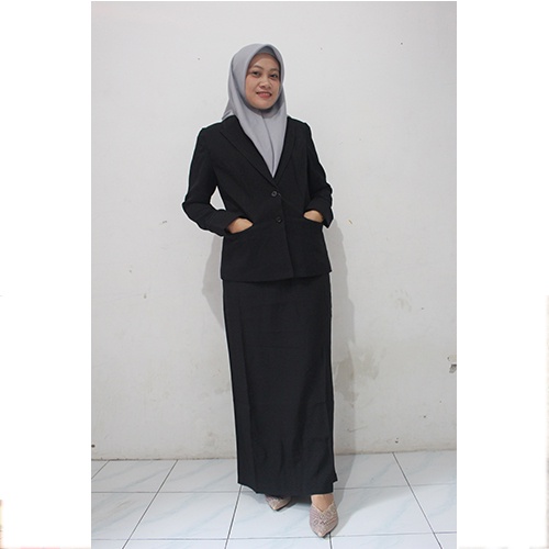 Blazer JUMBO 6L-7L-8L kode 013 kancing dua warna hitam setelan Rok Dan Celana-seragam Guru dan PNS-Pakaian Pemda terbaru-blazer terbaru