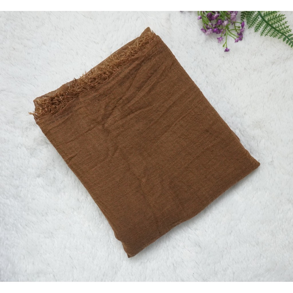PASMINA CRINKLE MURAH SHAWL / HIJAB PASHMINA CRINKLE RAWIS KUSUT NEGRO SHAWL CRINCLE CRINCKLE IMPORT-F6-CHOCOLATE