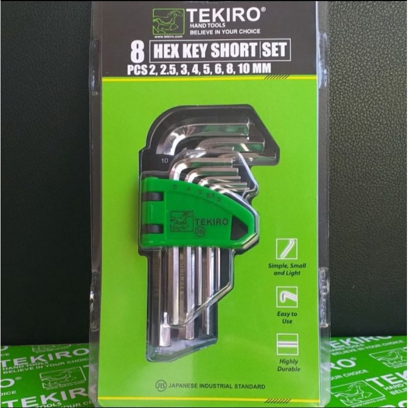 TEKIRO KUNCI L SET 8 PCS PENDEK KUNCI L SET