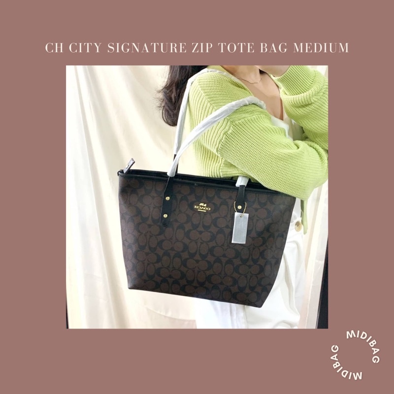 Coach City Signature Zip Tote Bag Medium