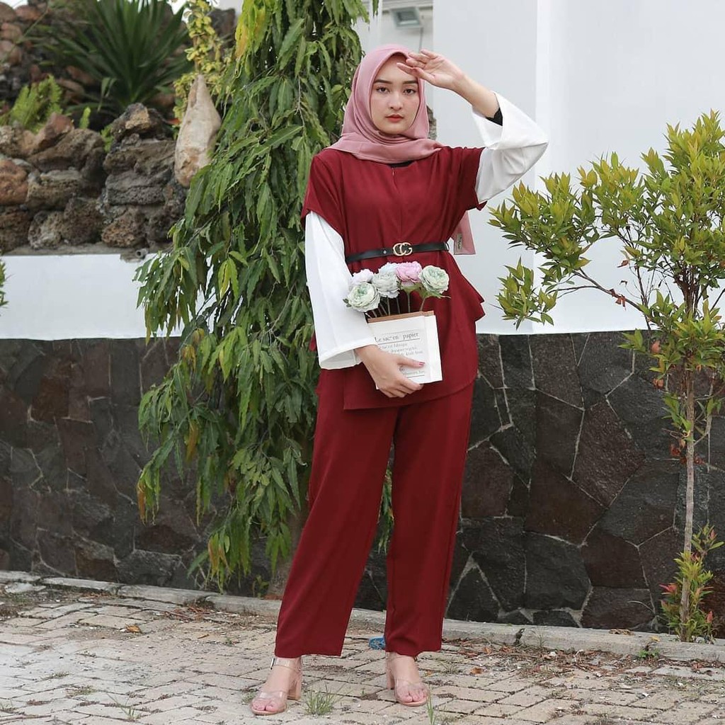 [COD] Tania set/setelan muslim wanita/setelan polos