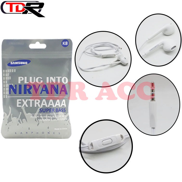 HANDSFREE - HEADSET - EARPHONE EXTRA BASS MODEL R17 K8 PACK PLASTIK CANDI SUARA MEGABASS