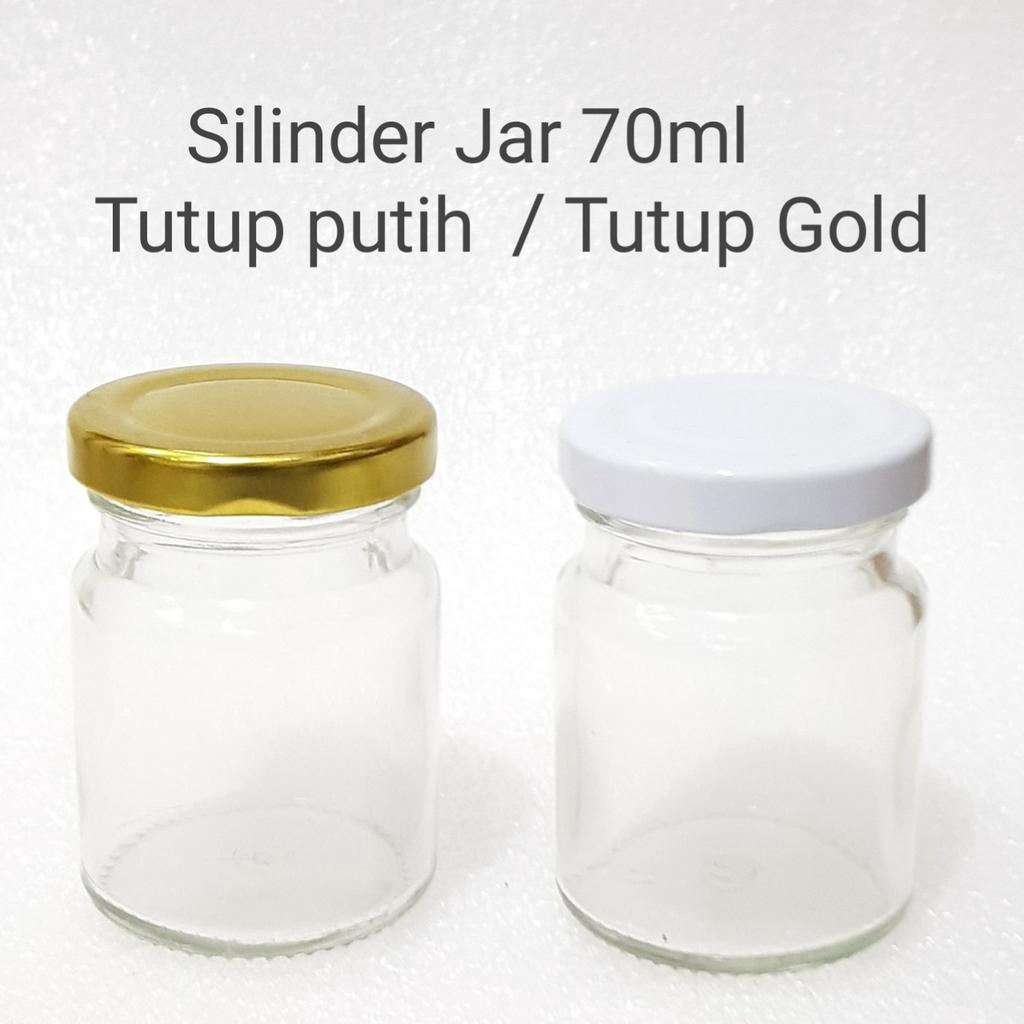 70ML BOTOL SILINDER JAR 70ML TUTUP PUTIH / TUTUP GOLD GROSIR / Botol Silinder kaca 70ml / jar kaca 70ml / Botol Birdnest Walet