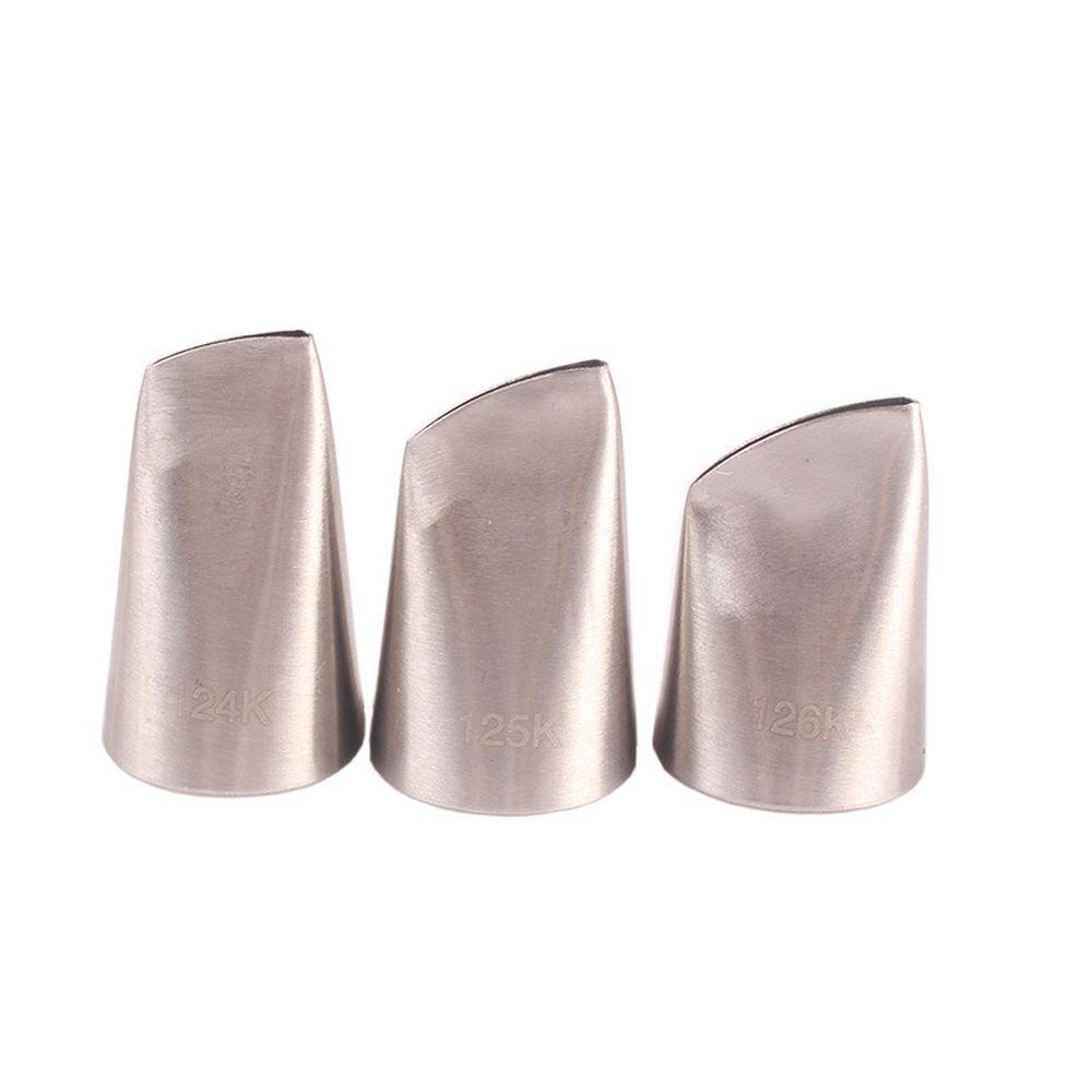 Solighter 3PCS Icing Piping Nozzle DIY Bakery Pastry Tips Stainless Steel Cupcake Baking Cetakan