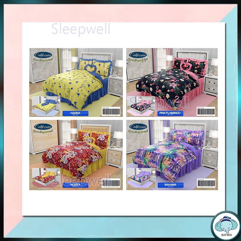 Set Bedcover + Sprei California 180x200 160x200  Pinkflamingo Nurita Mahesa Capilano Hanna  Bc180clf