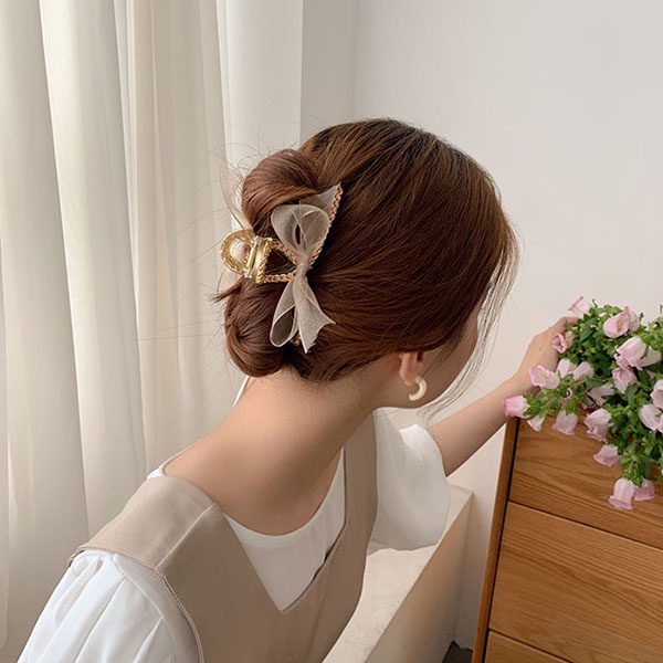 jepit rambut bita lace bow rhinestone hair clip (2e1) jje066