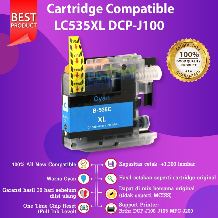 Cartridge Tinta Compatible LC535XL LC 535XL Brther DCP-J100 J105  MFC-J200 Black Cyan Magenta Yellow