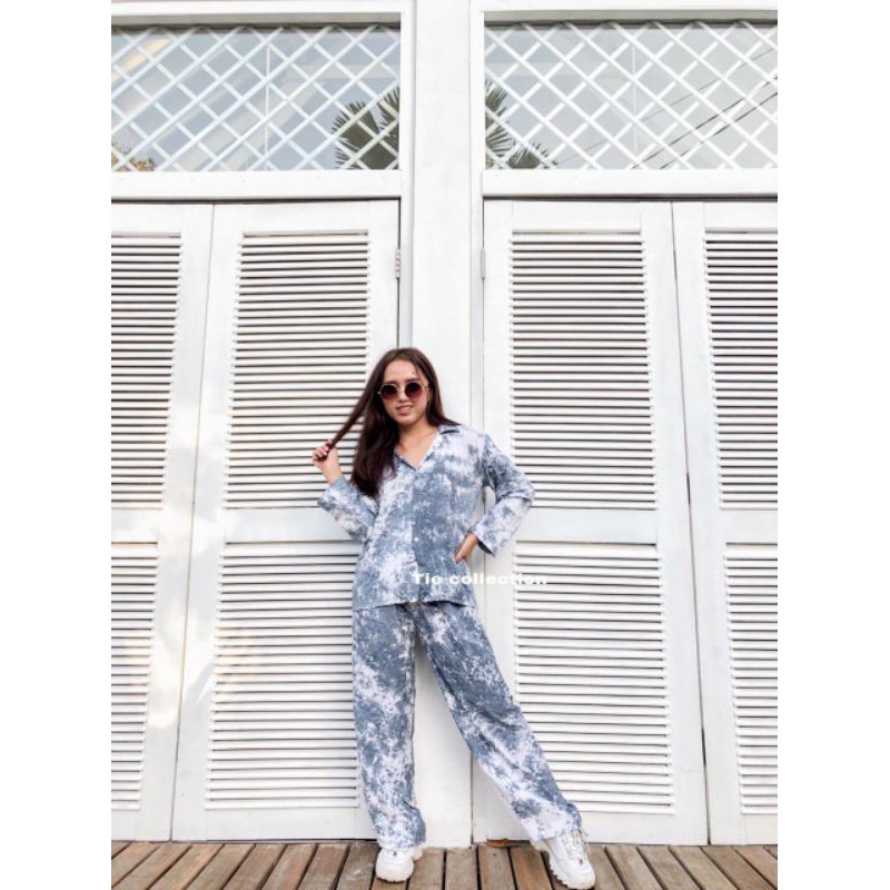 setelan tie dye lengan panjang ( tie dye set ) / piyama / pajamas tie dye