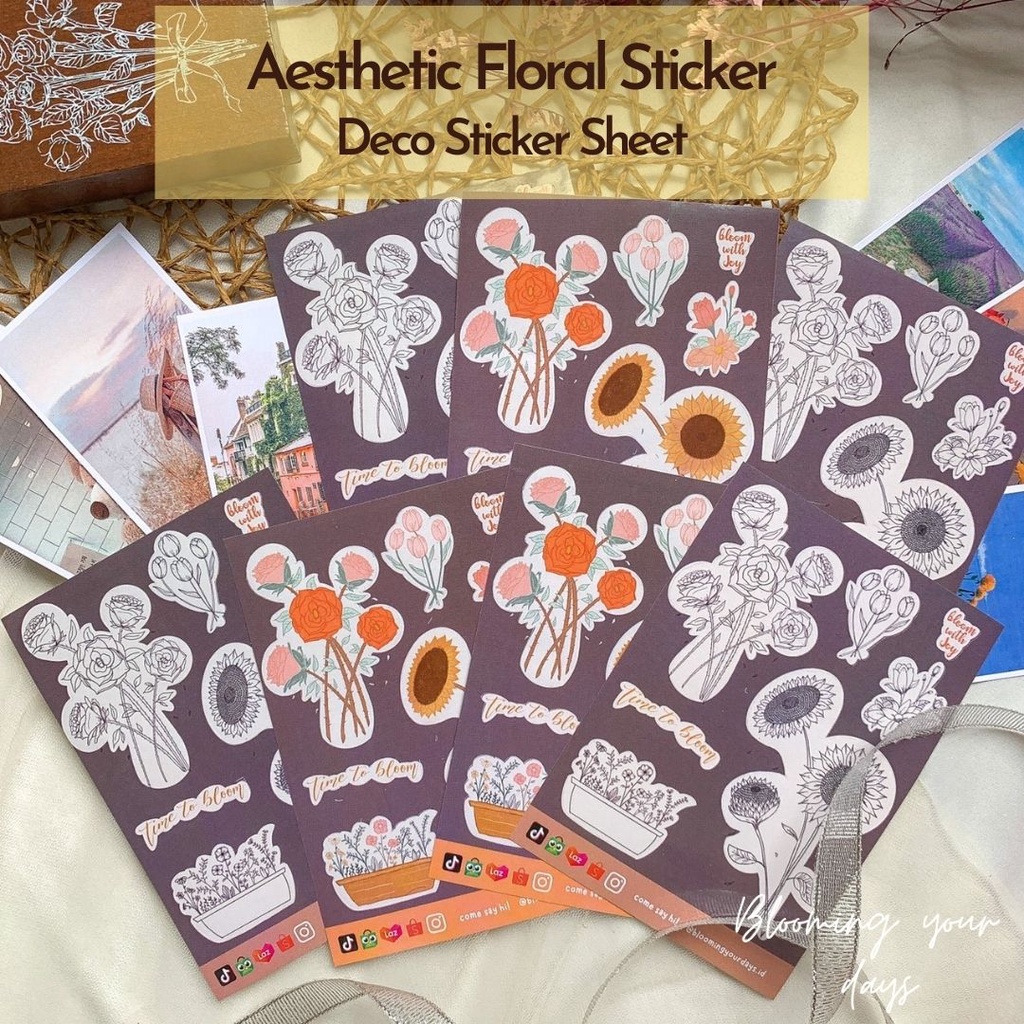 

Bloomingyourdays Floral Sticker Aesthetic Cute Stiker DECO BUJO DIY Journaling Journal Jurnal Planner dekorasi pastel
