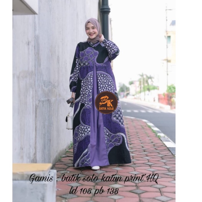 [BARU] BAJU GAMIS BATIK WANITA MUSLIMAH - GAMIS BATIK SOLO - GAMIS BATIK ALLSIZE - GAMIS BATIK PRINT