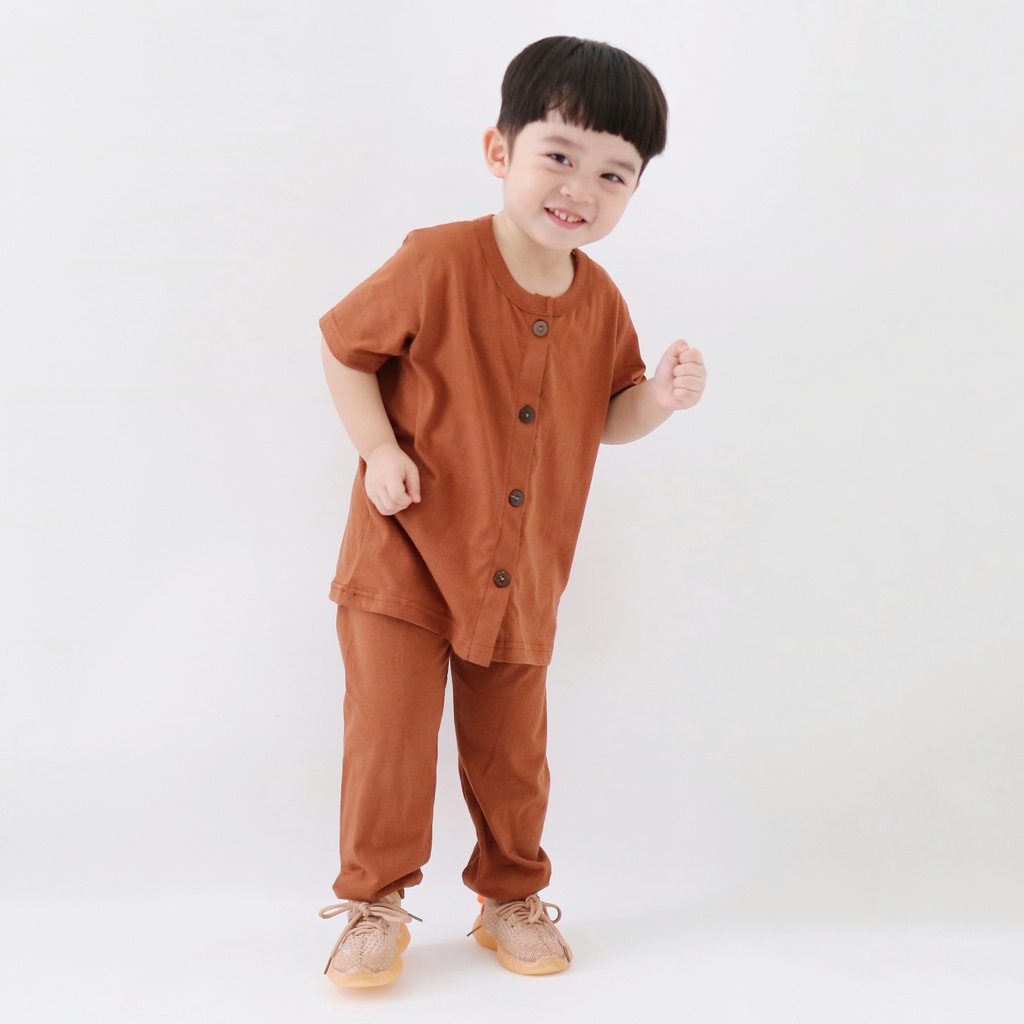 Yobebee Bebee Set Setelan Baju Tidur Bayi dan Anak Usia 2 3 4 6 8 Tahun Baju One Set Piyama Pajamas Kids Motif Polos Kaos Cotton Combat Strech Model Baju Harian Santai Anak Laki Laki Perempuan Cewek Cowok