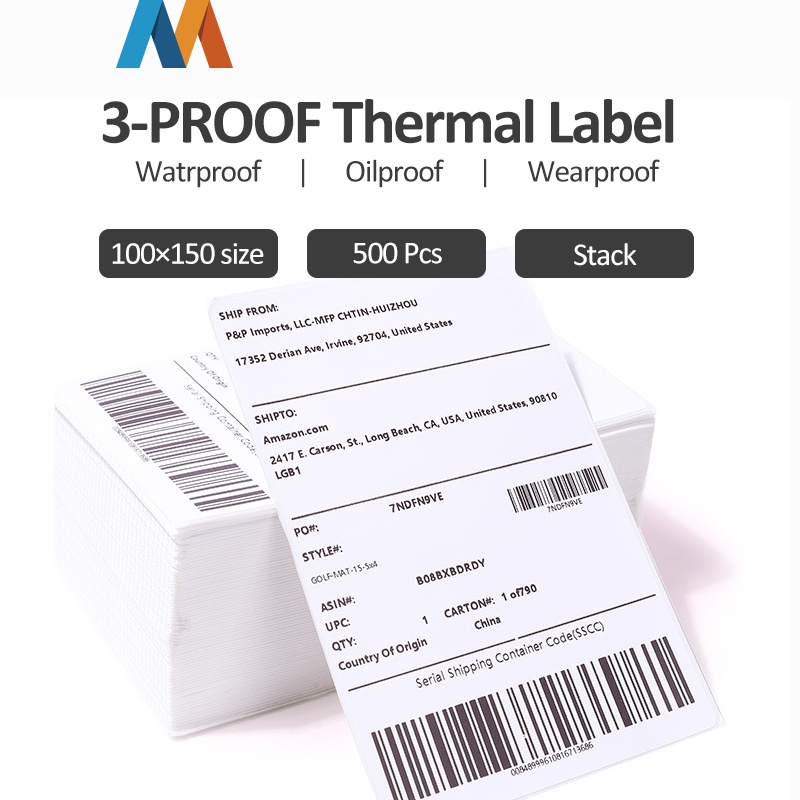 【Mukava】110mm Themal Label Paper 100*150*500pcs Barcode 1 Line kertas sticker thermal waterproof oilproof wearproof