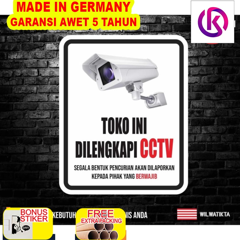 

Promo Sticker Safety Sign Warning kuning Sign Area Pengawasan CCTV PUTIH