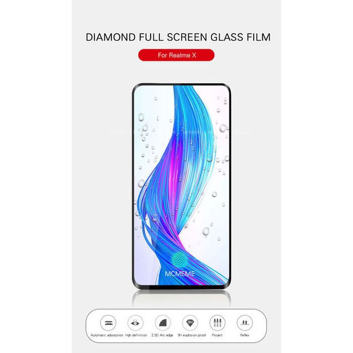 Oppo Realme X Tempered Glass 5D Full Cover Full Lem