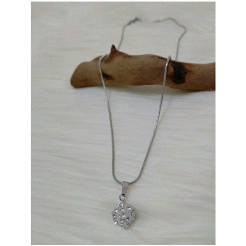 kalung titanium dadu silver kalung bulat anti karat